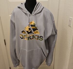 Adidas Gray Hoodie with Camo Logo